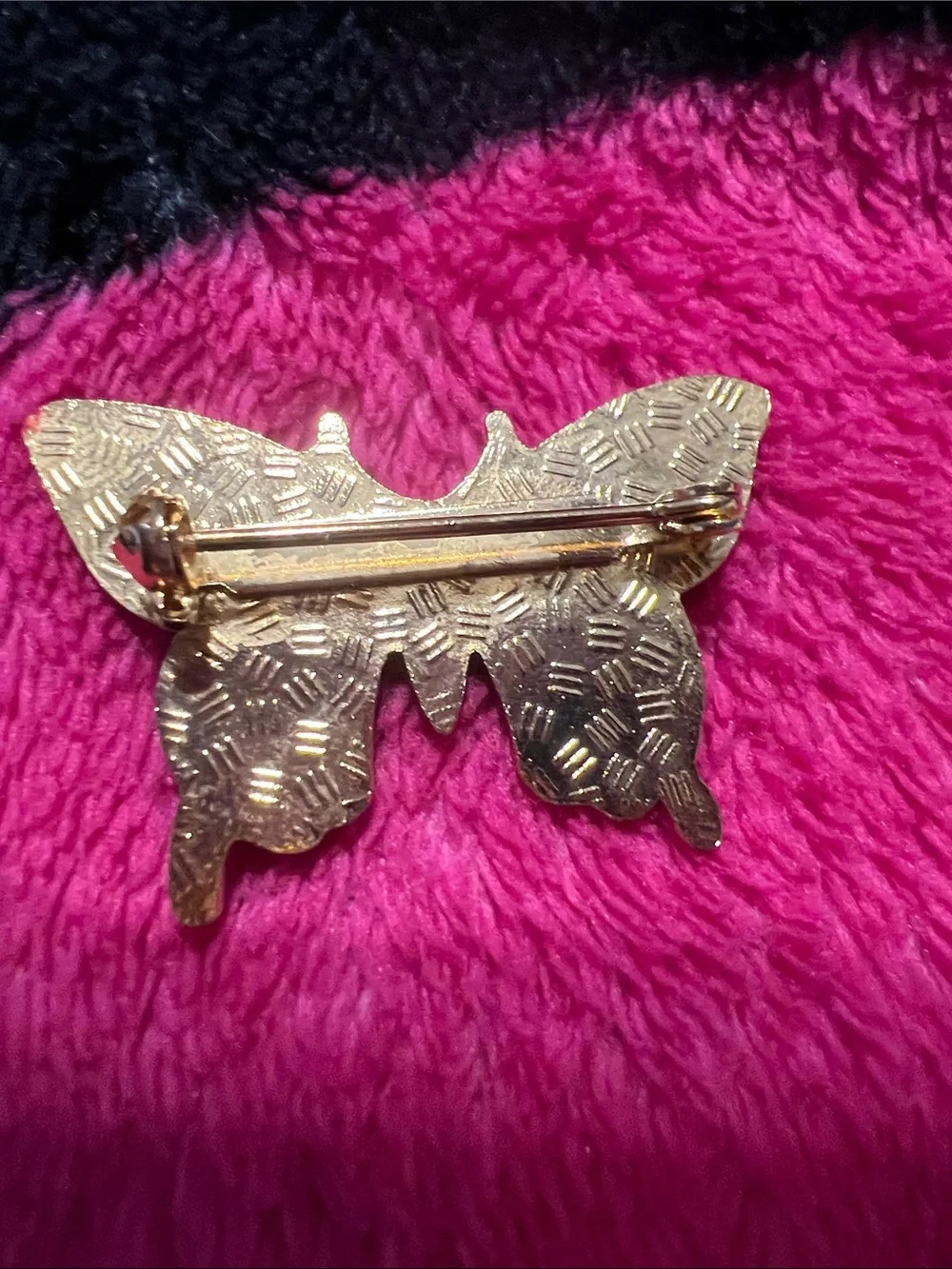 Gold-Tone Blue & Pink Butterfly Brooch - Women Accessories vintage